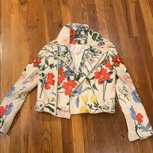 Alice & Olivia cody leather floral jacket M